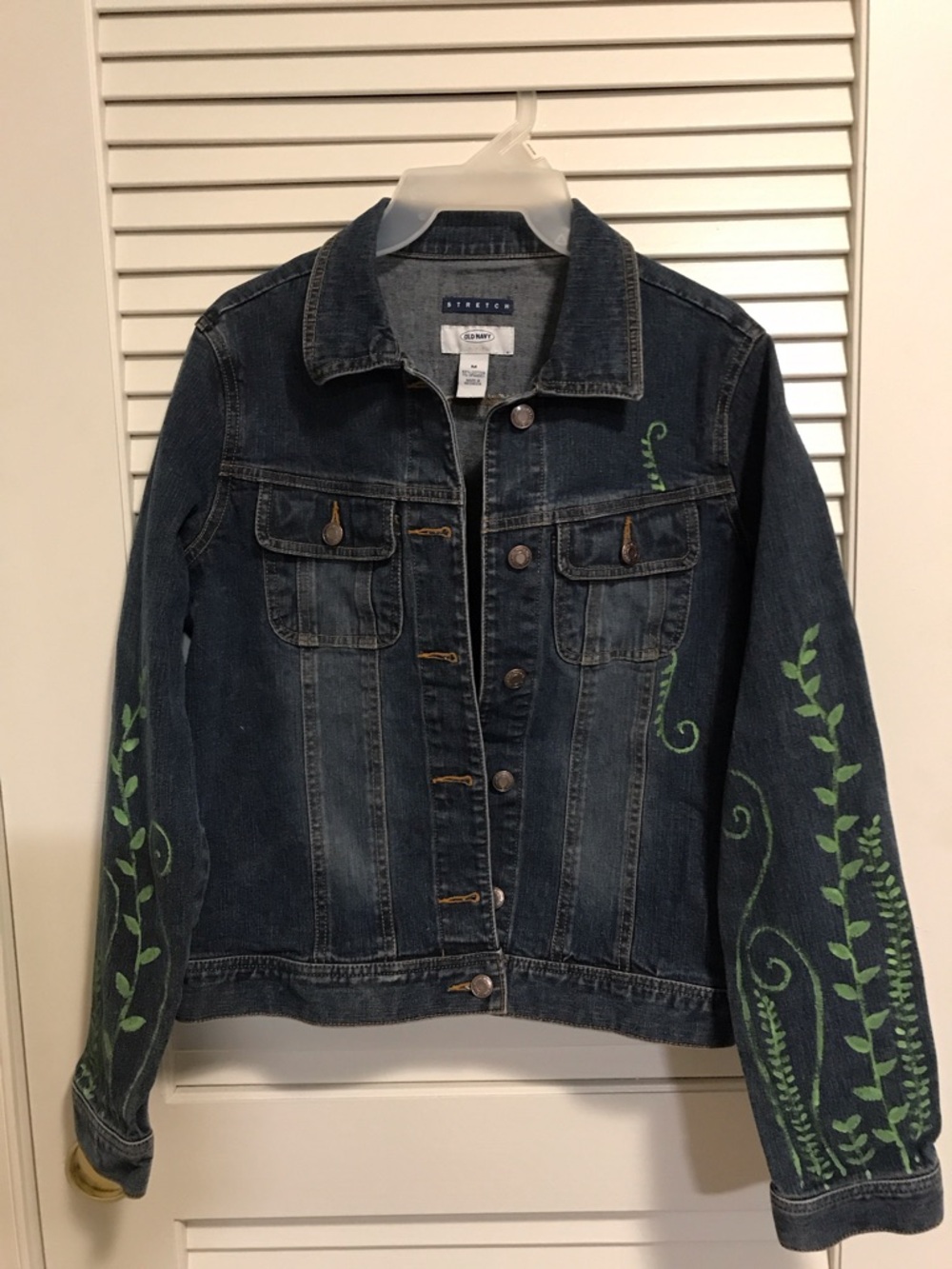 Preowned Hand-painted Old Navy denim jean trucker jacket - medium